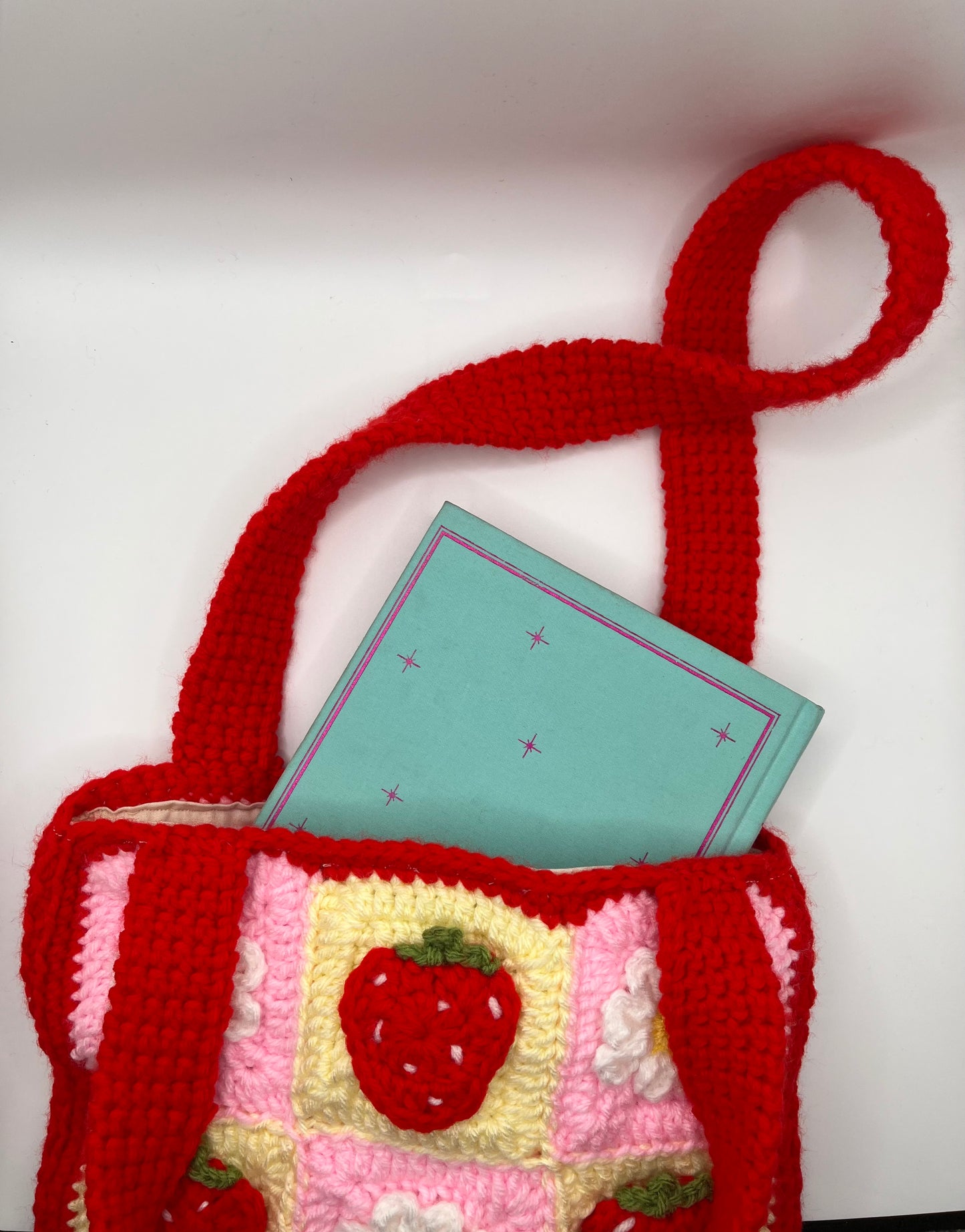 Crocchet Strawberry and cream Tote