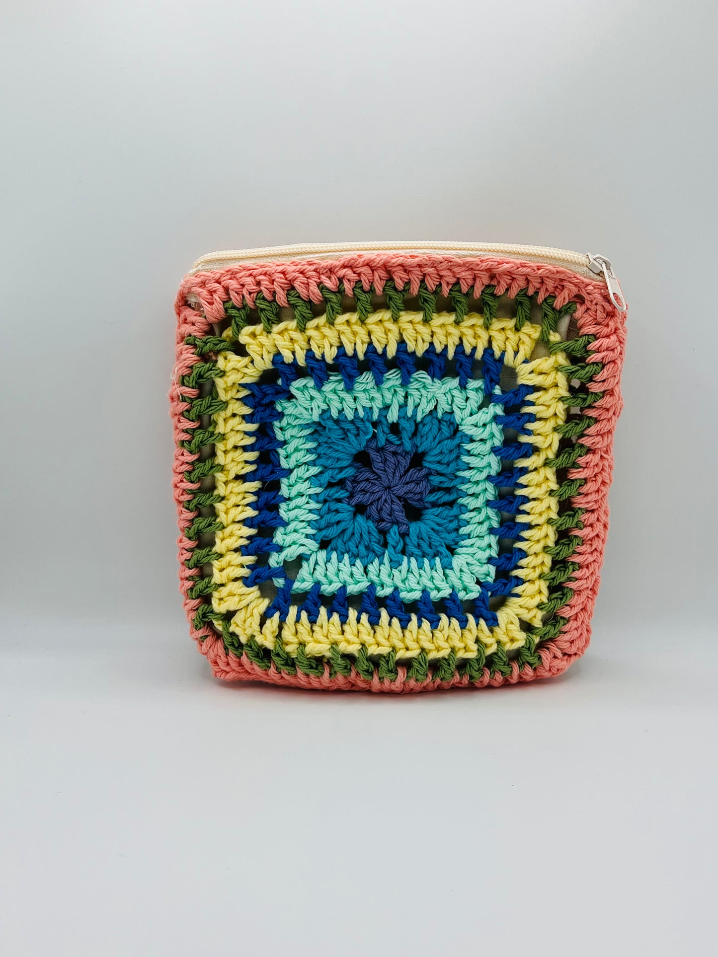 Rainbow Crochet Zipper Pouch