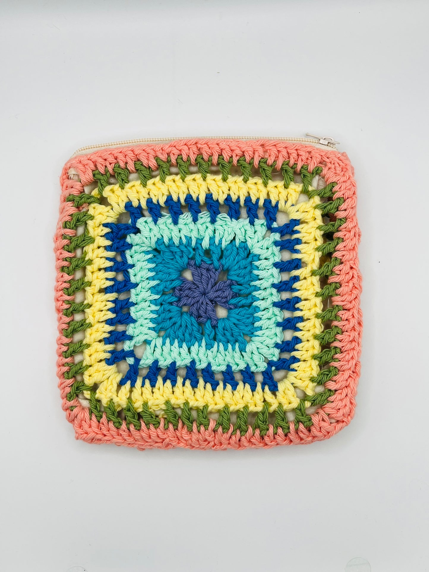 Rainbow Crochet Zipper Pouch