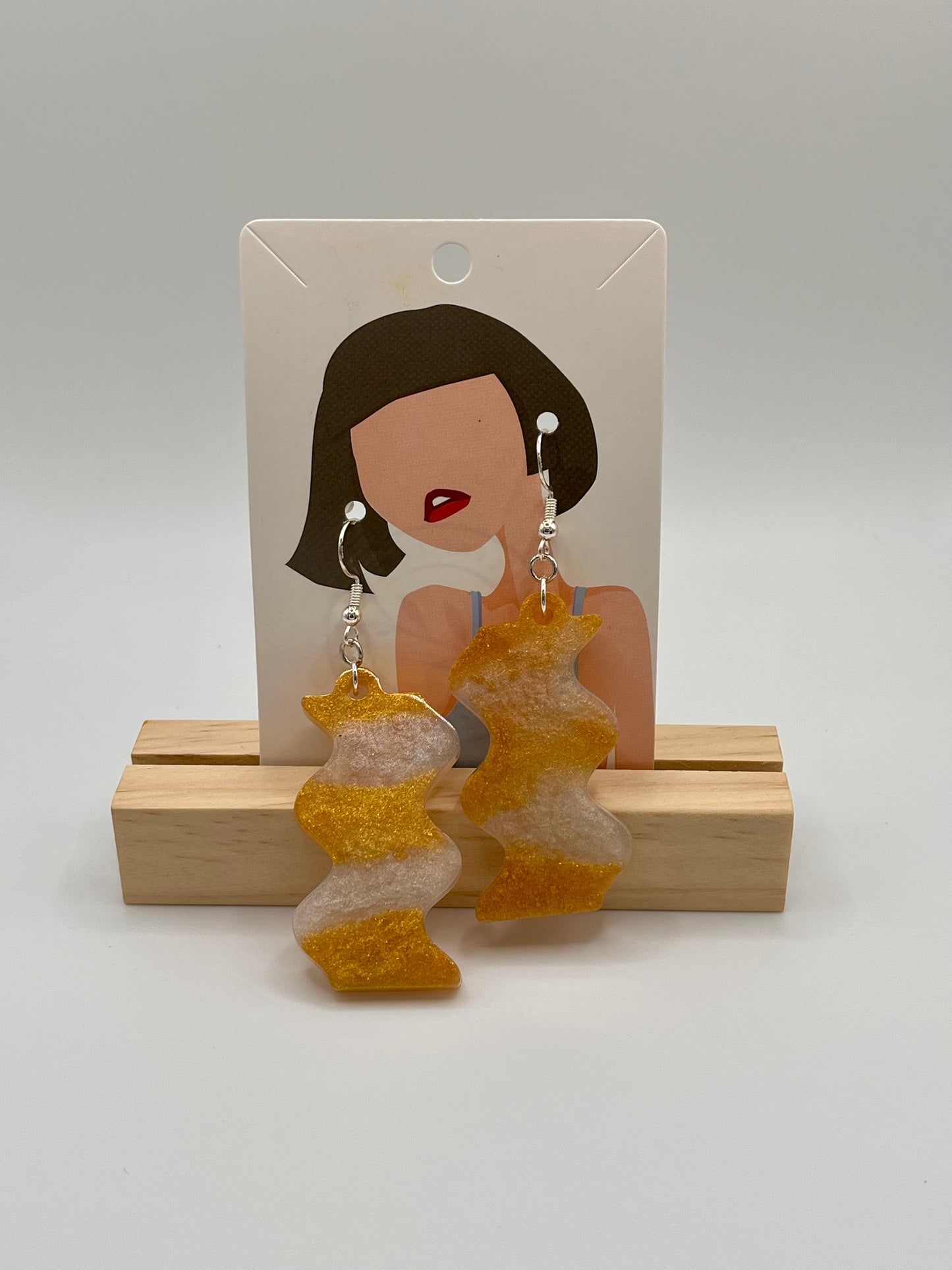 Gold Waves Resin Earrings