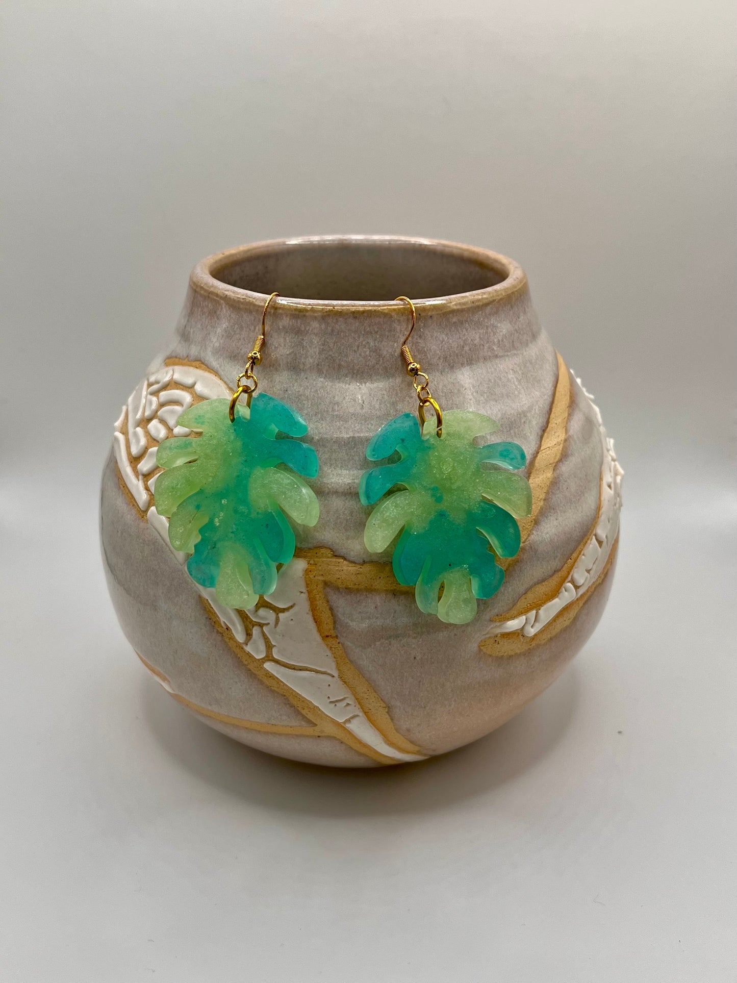 Palm Leaf Resin earrings