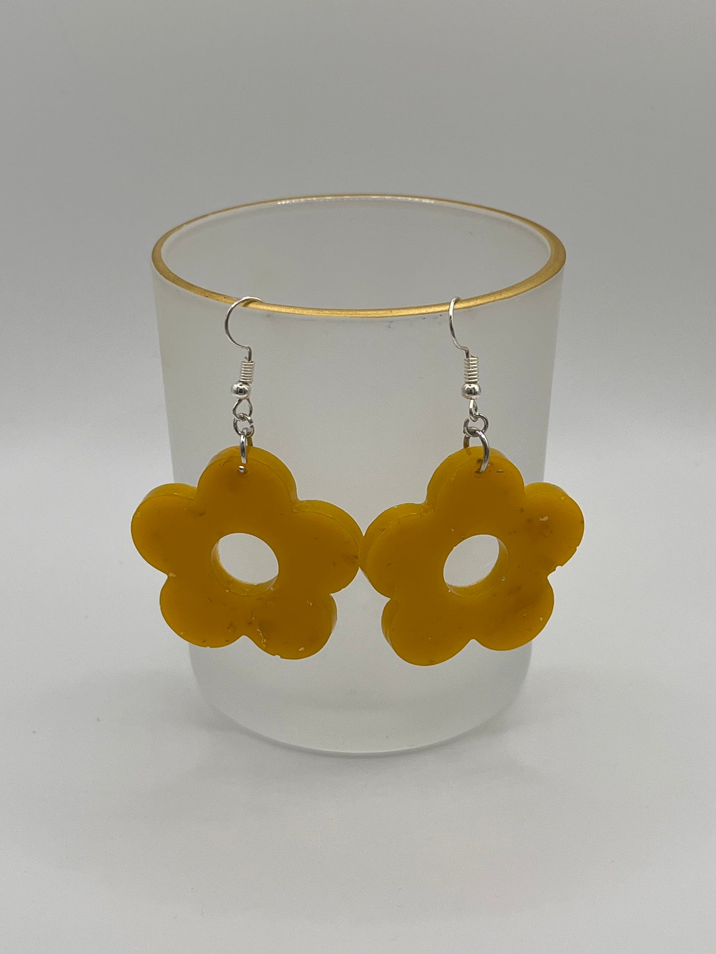Yellow Flower Resin Earrings