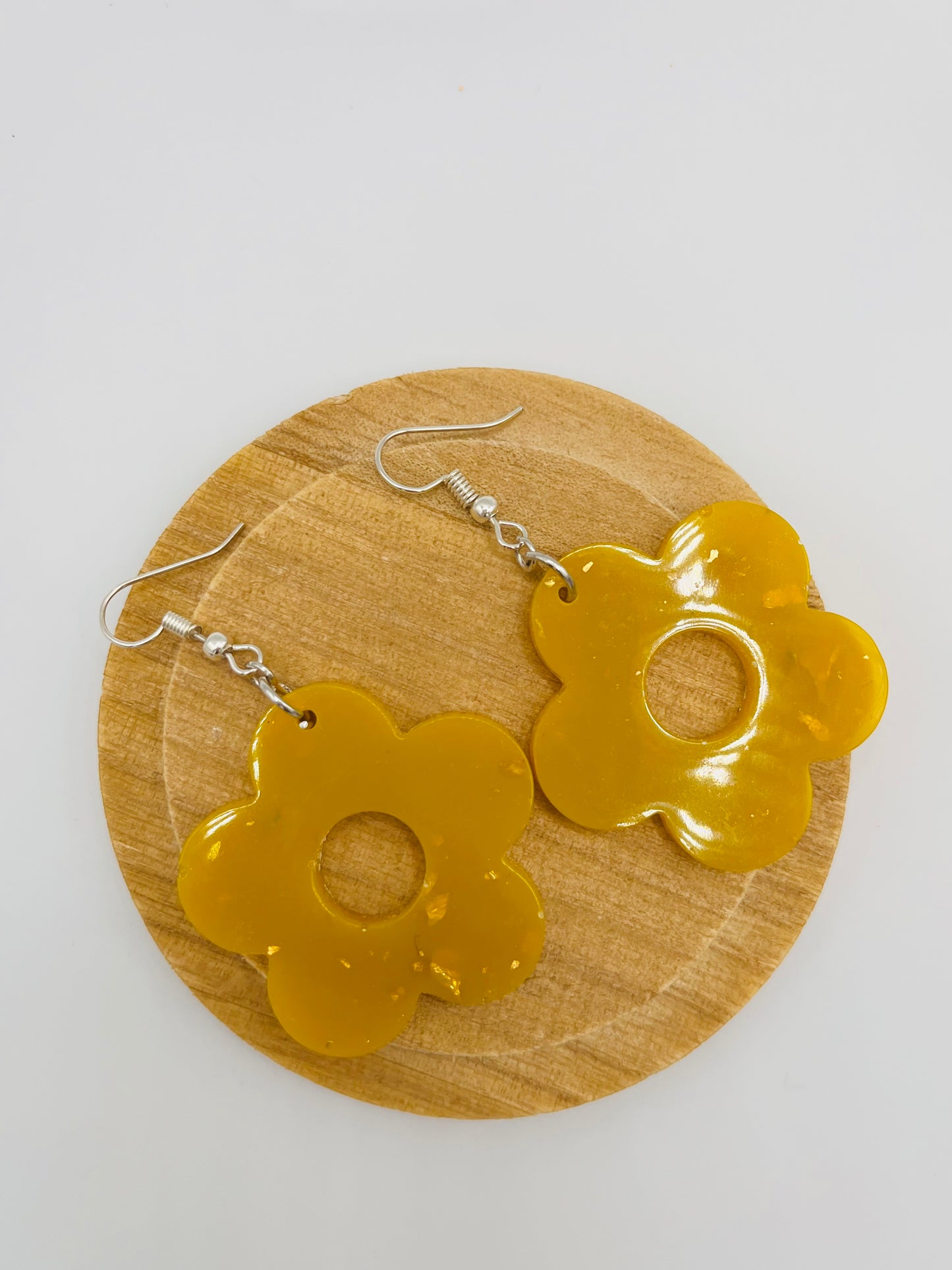 Yellow Flower Resin Earrings