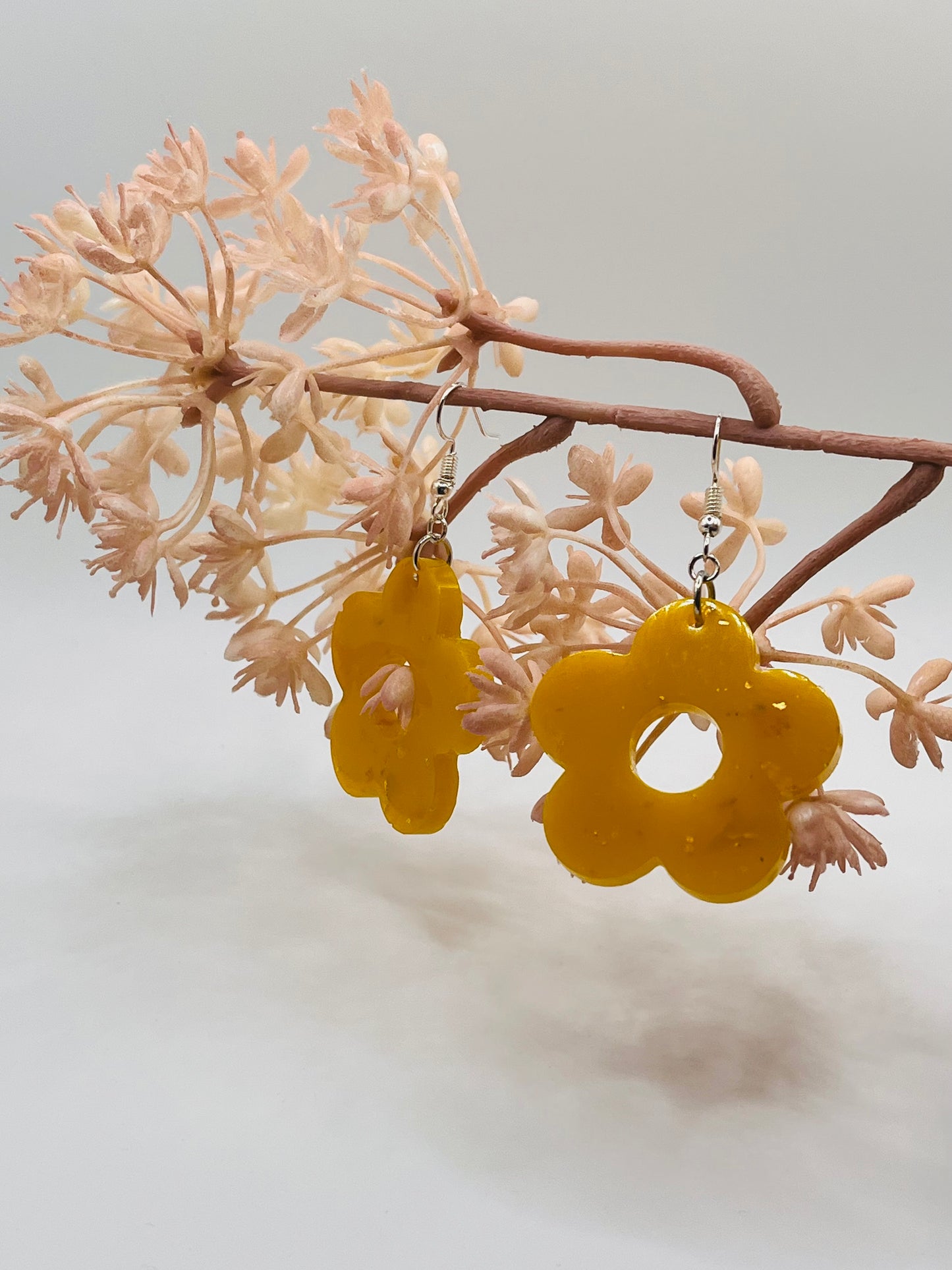 Yellow Flower Resin Earrings