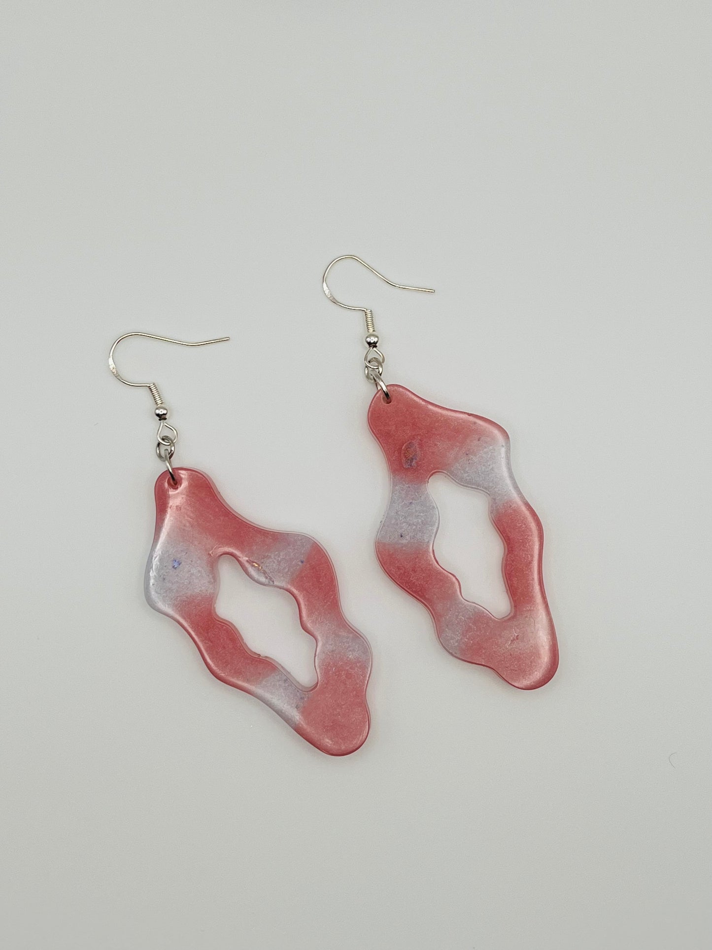 Pink and White Geo Rock Resin Earrings