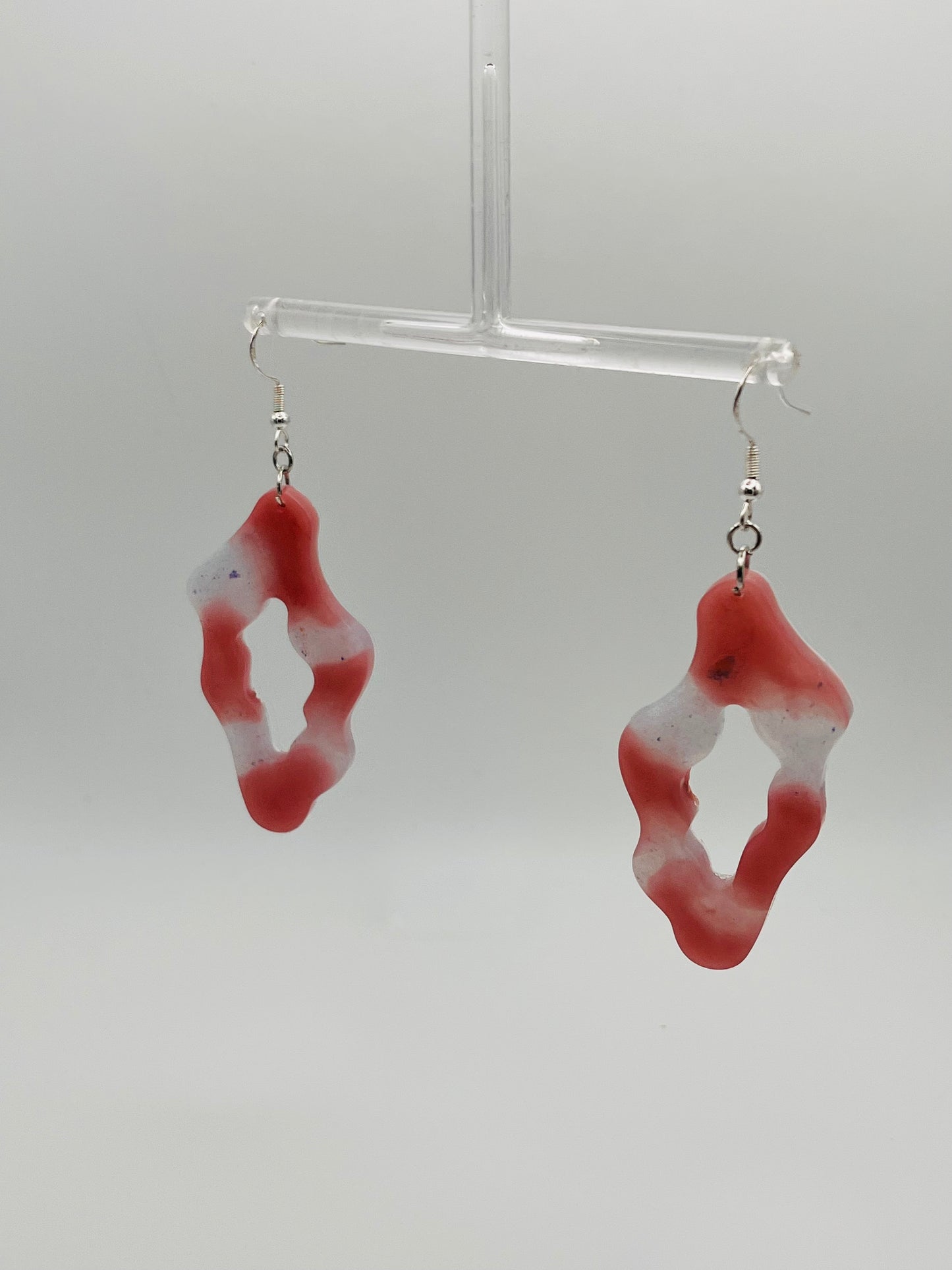 Pink and White Geo Rock Resin Earrings