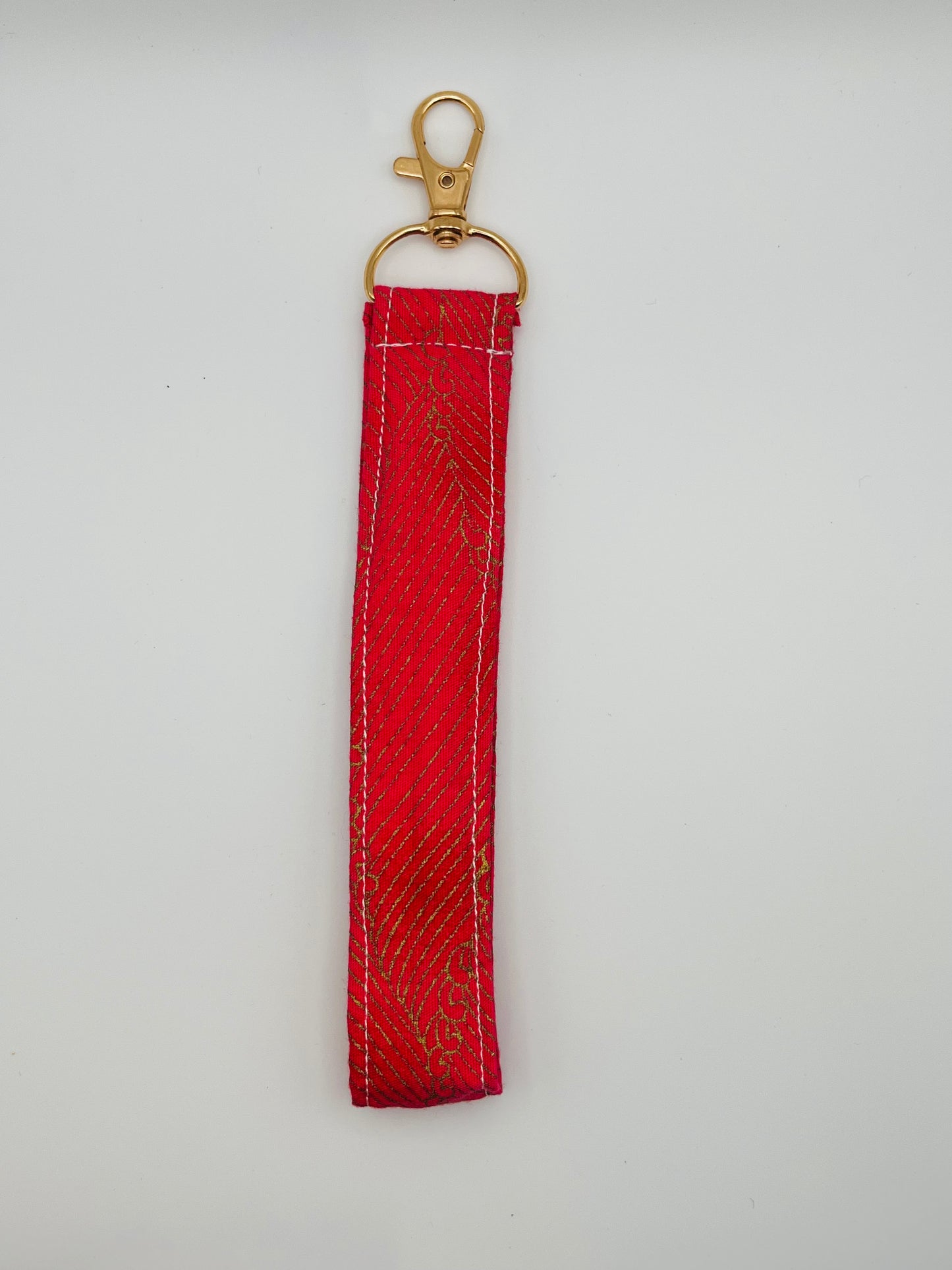 Pink with Gold Lines Handmade Key Wristlet key Accessory