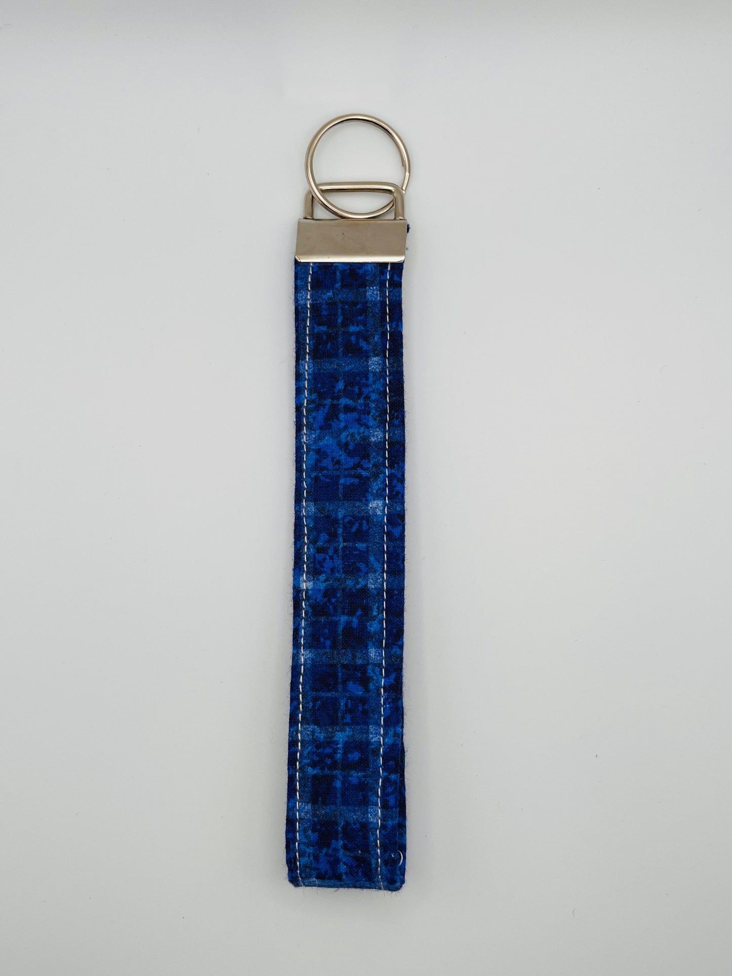 Blue Plaid Handmade Key Wristlet key Accessory