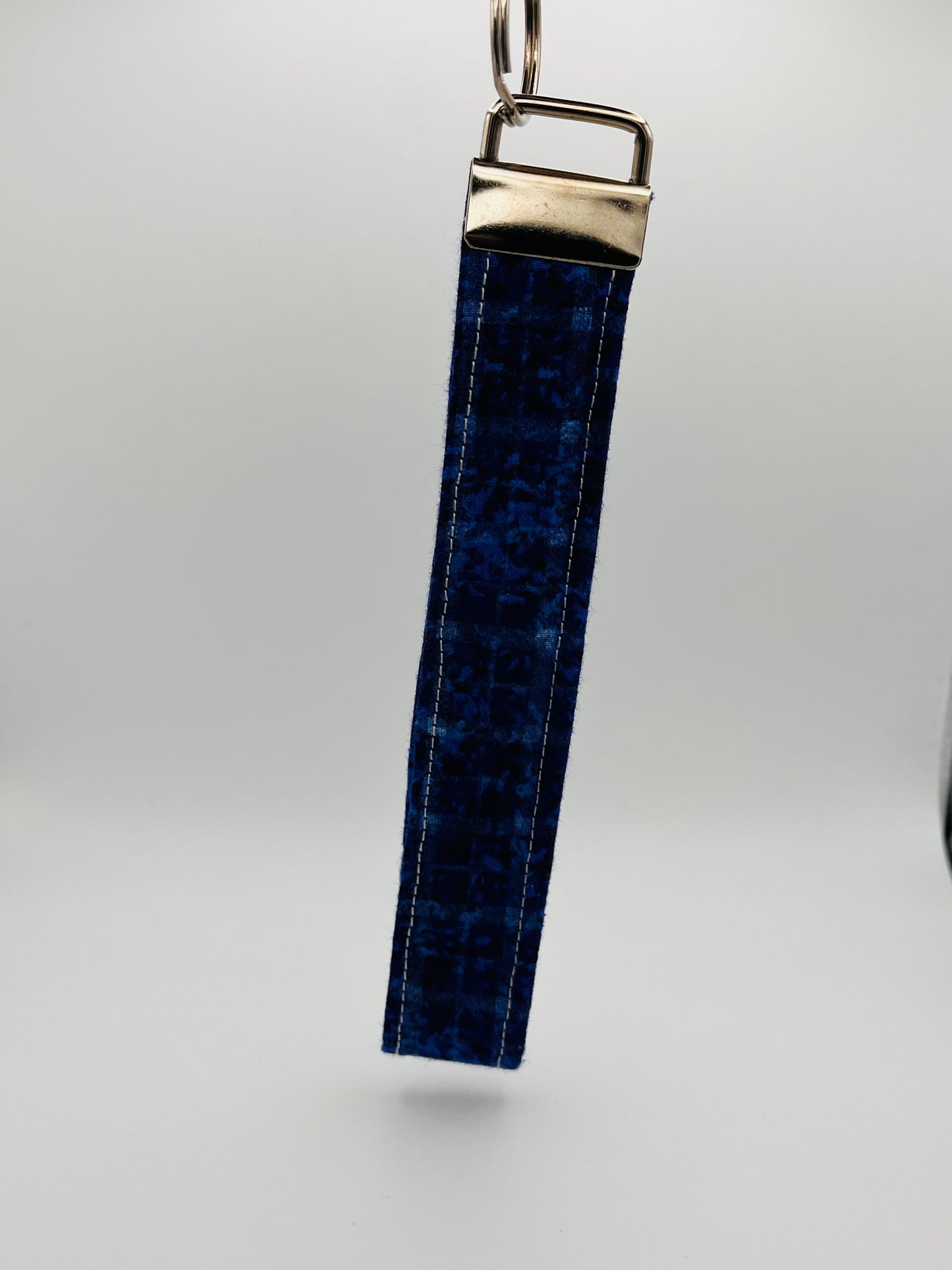 Blue Plaid Handmade Key Wristlet key Accessory