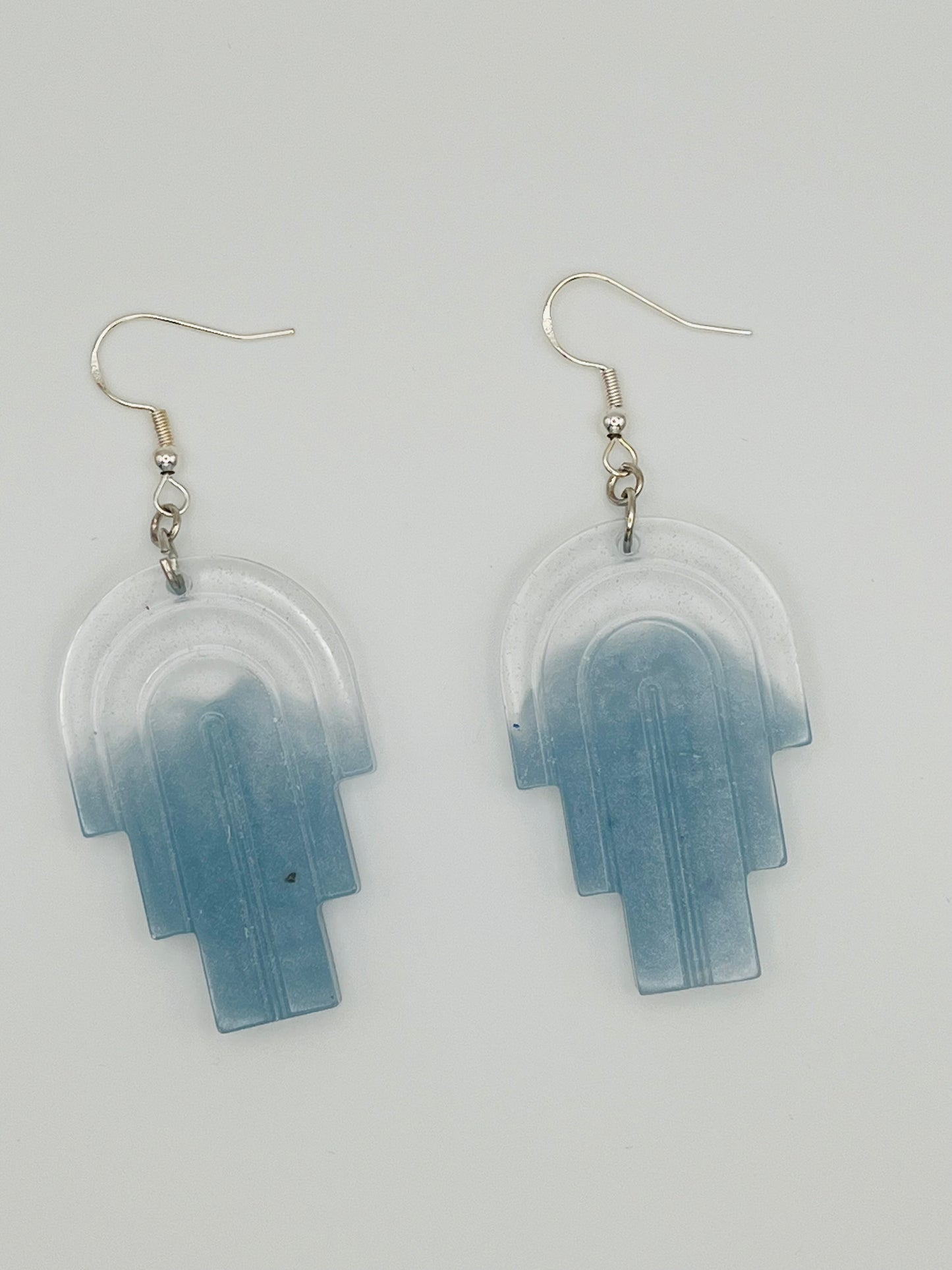 Blue Rainbow Resin Earrings