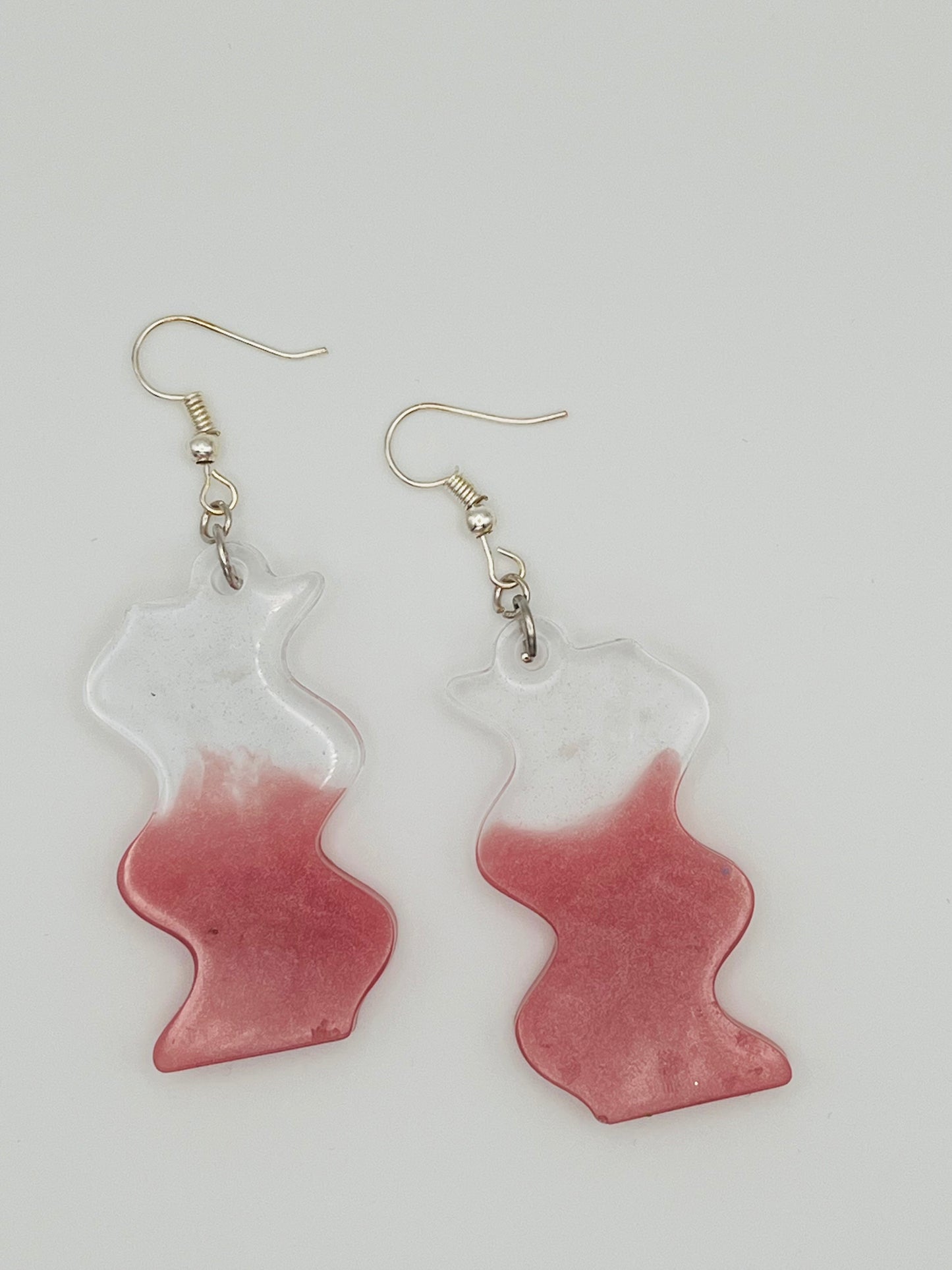 Pink & Clear Waves Resin Earrings