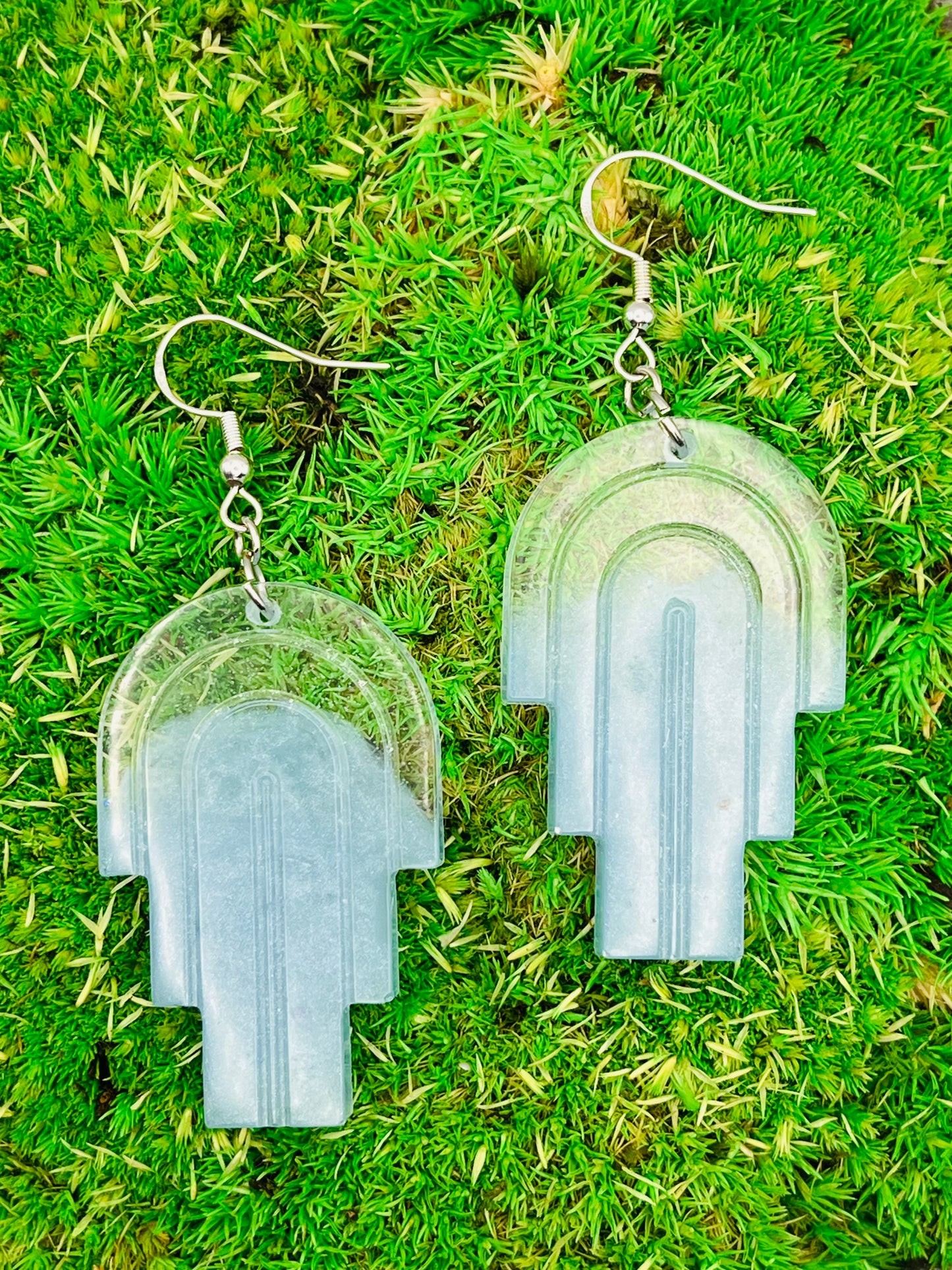 Blue Rainbow Resin Earrings