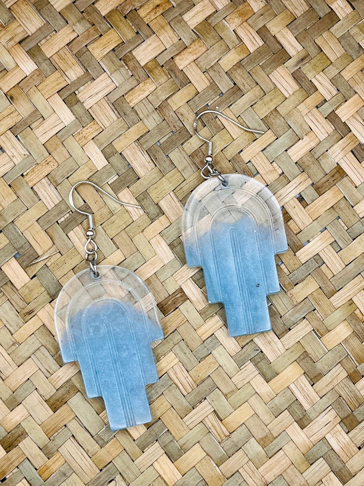 Blue Rainbow Resin Earrings