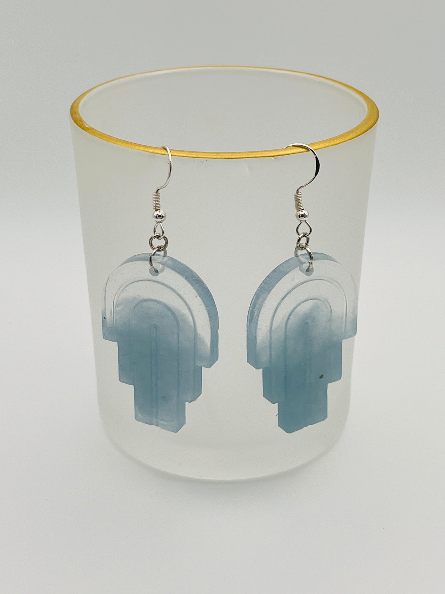 Blue Rainbow Resin Earrings