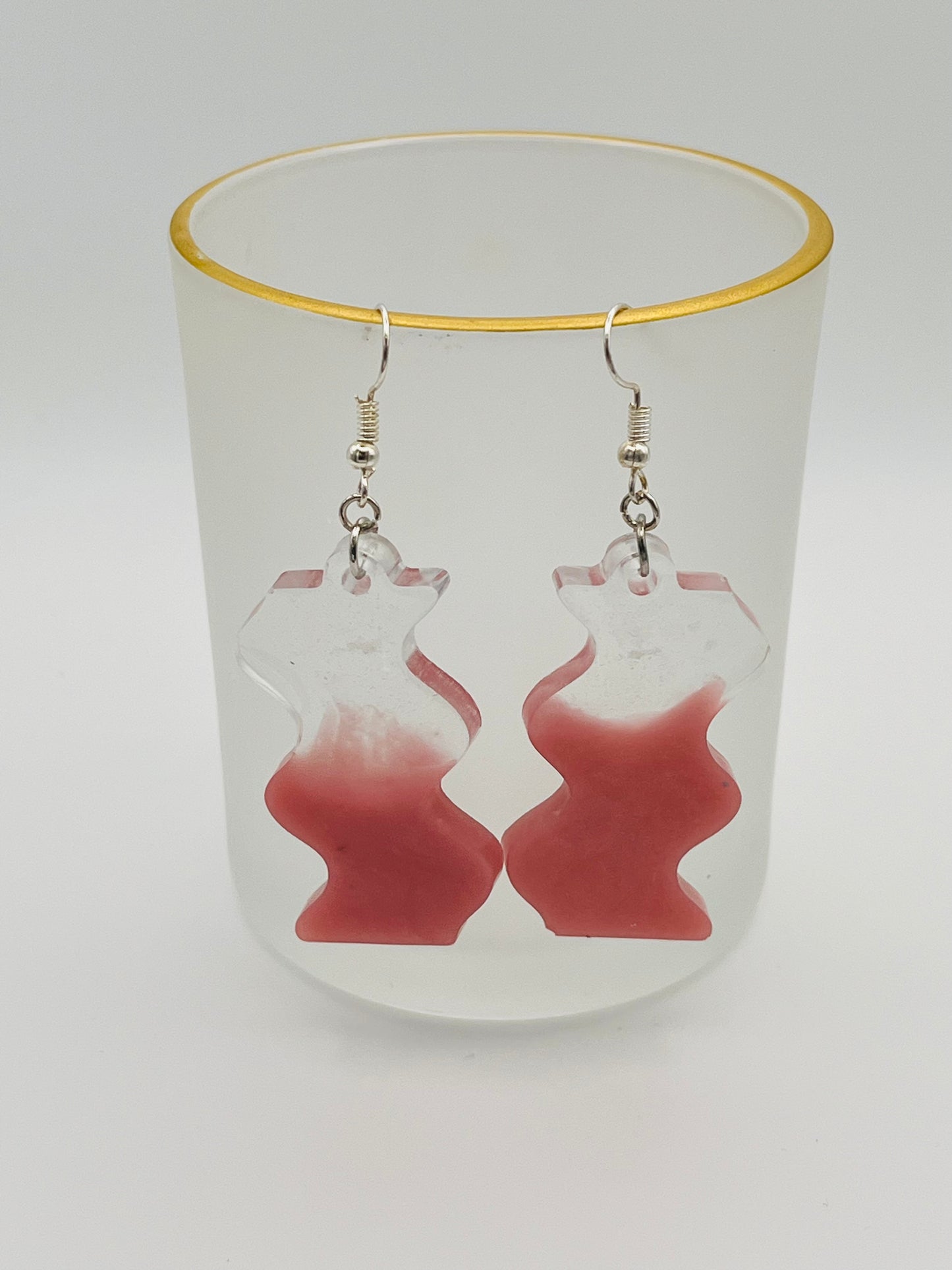 Pink & Clear Waves Resin Earrings