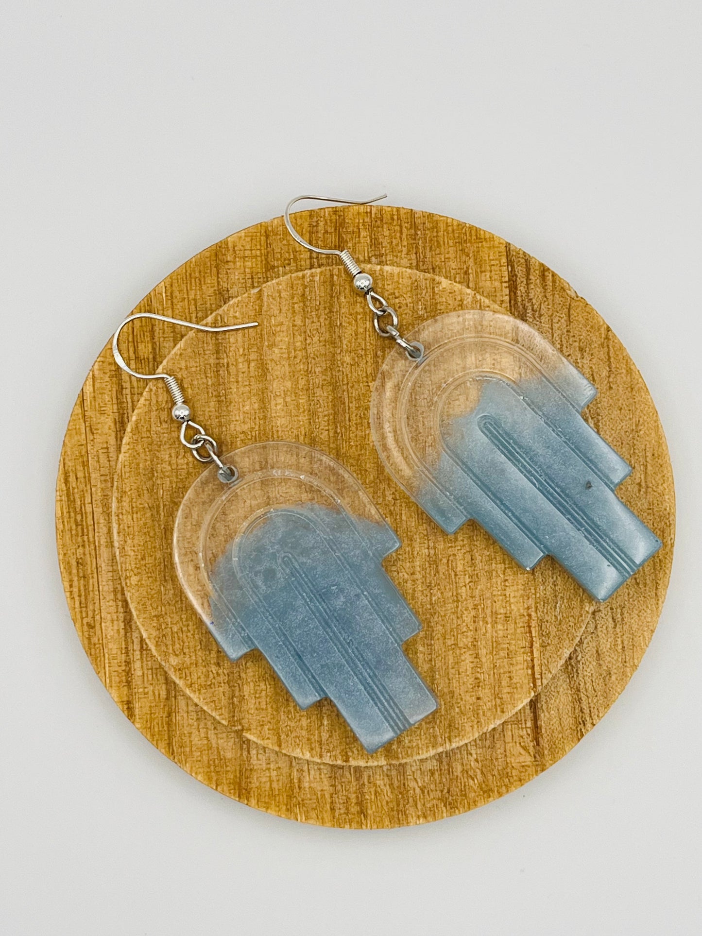 Blue Rainbow Resin Earrings