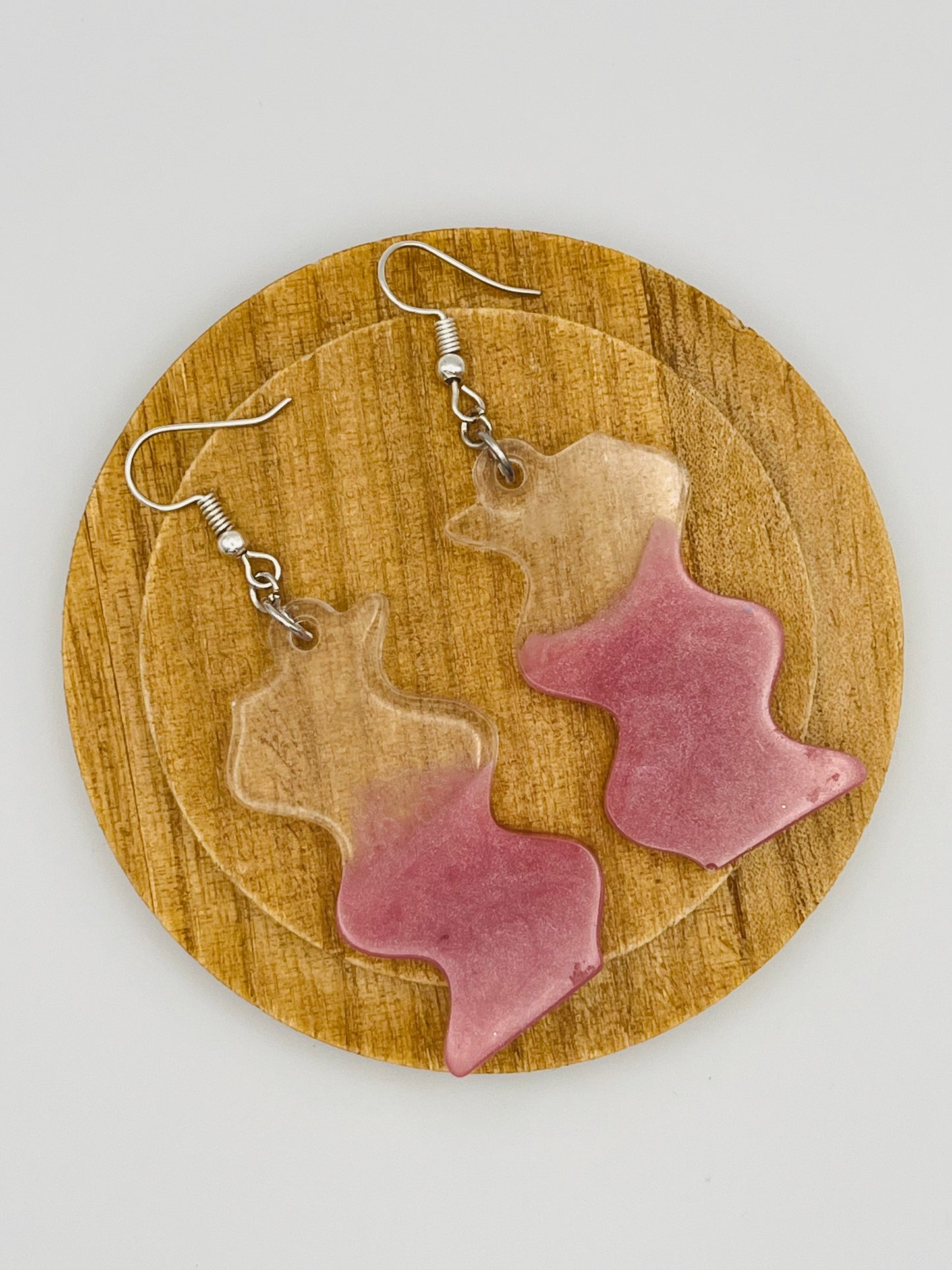 Pink & Clear Waves Resin Earrings