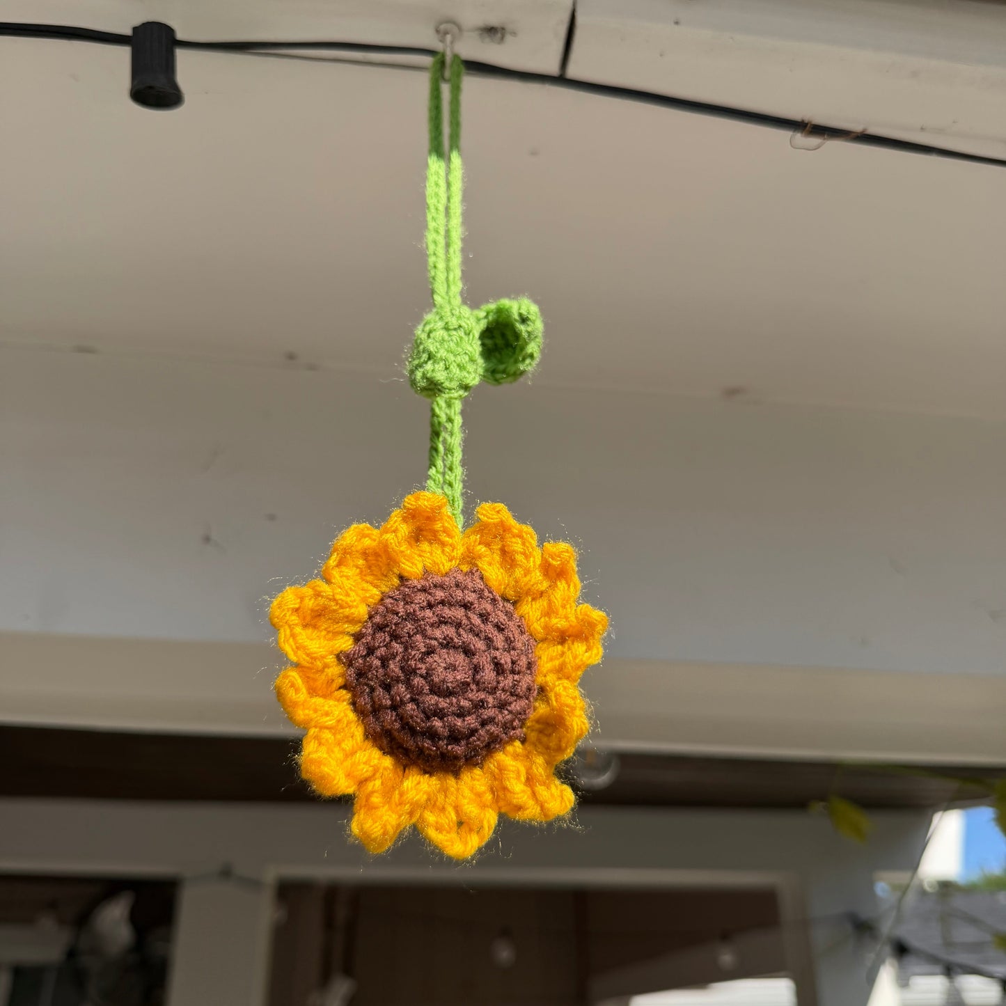 Crochet Sunflower car charm