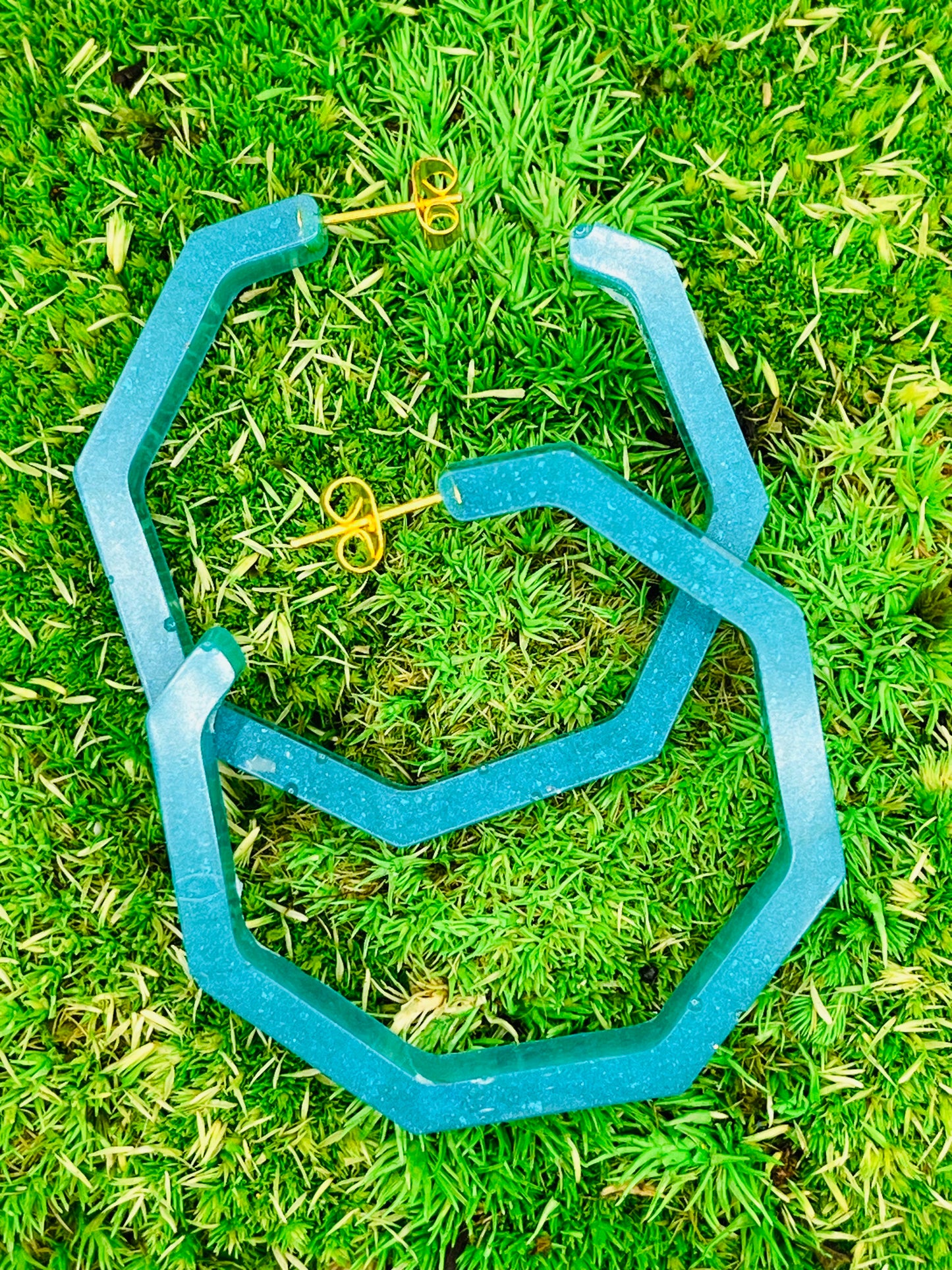 Sea Blue hoop Resin Earrings