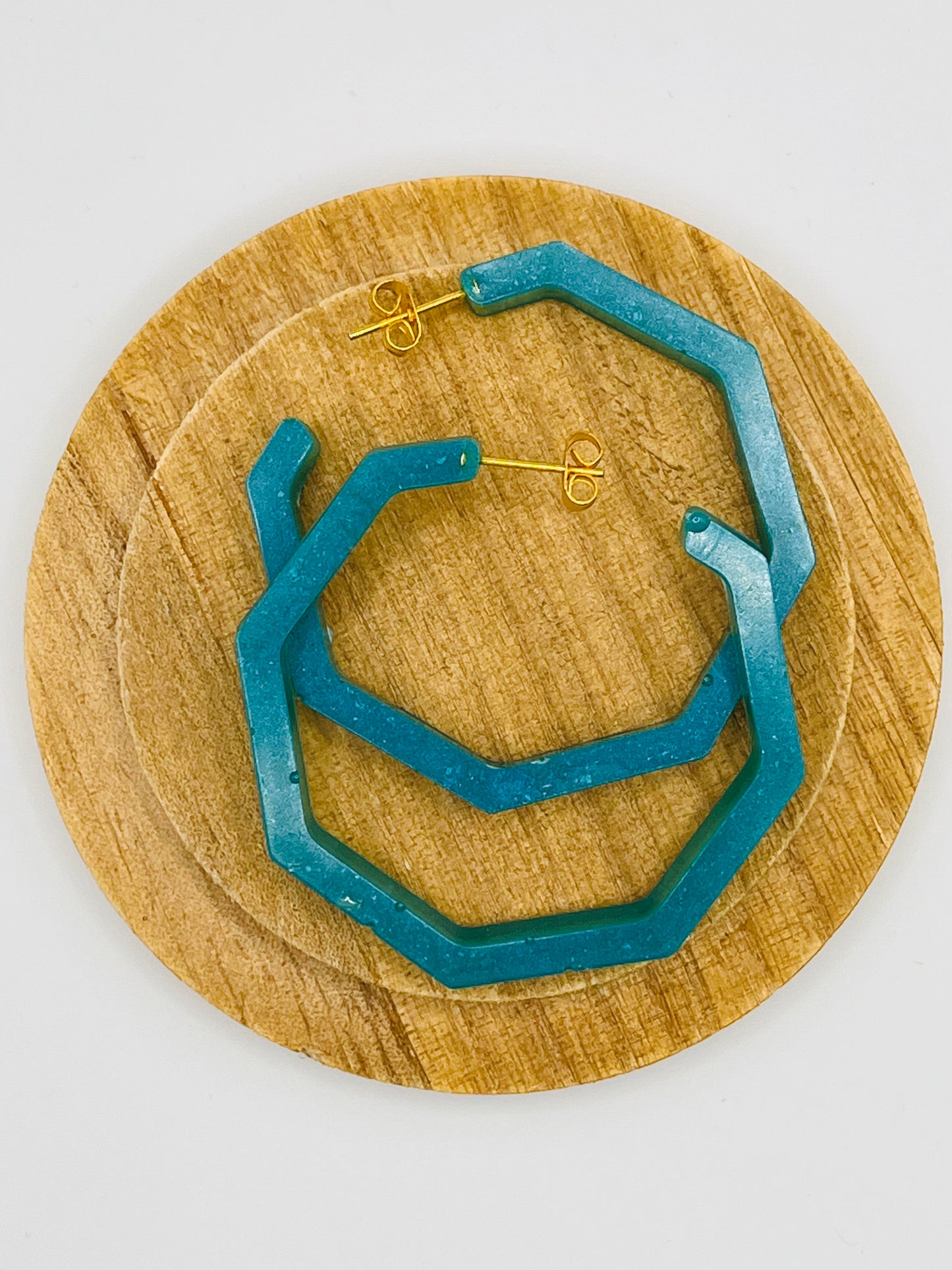 Sea Blue hoop Resin Earrings
