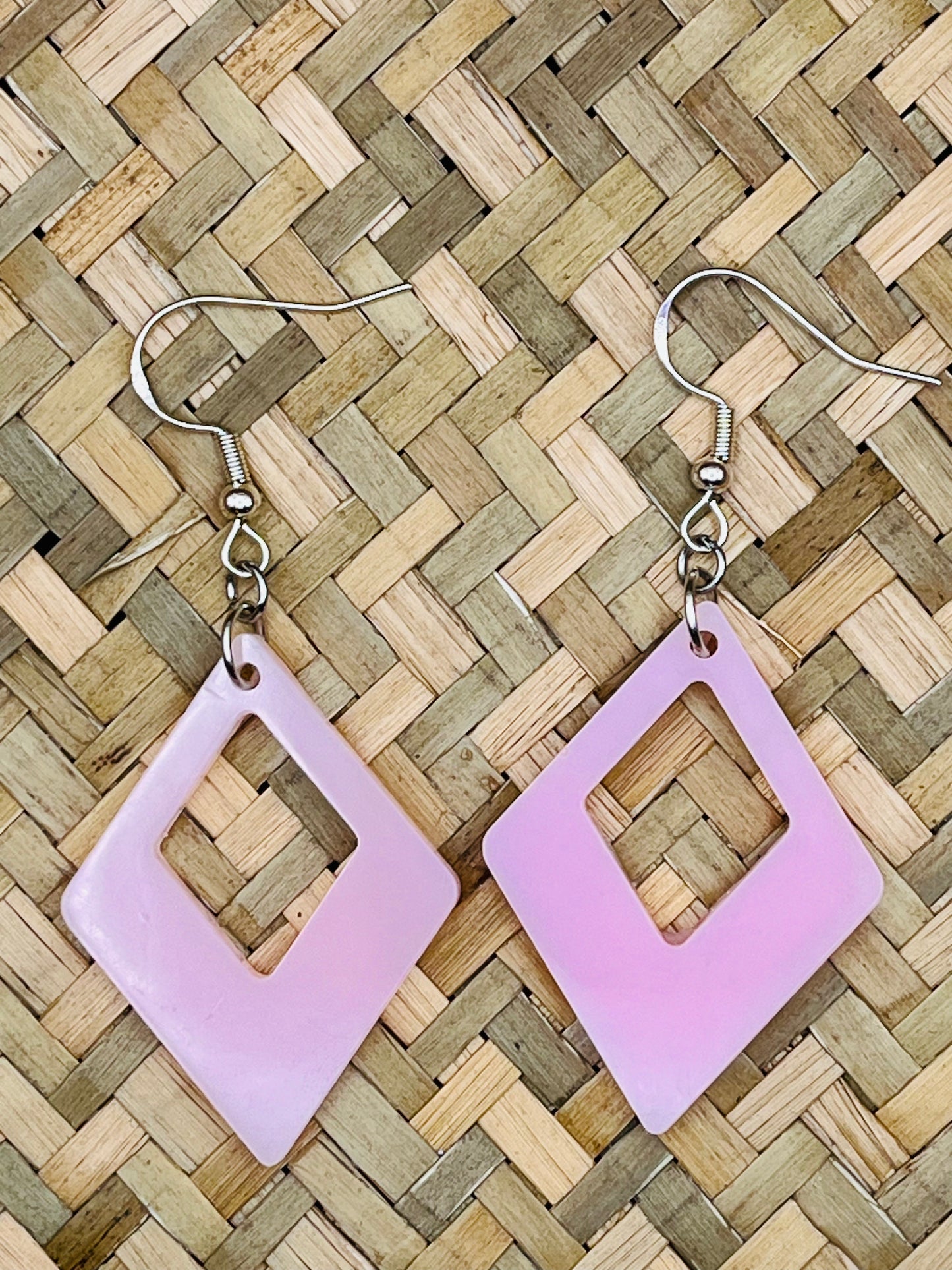 Pink Diamond Resin Earrings