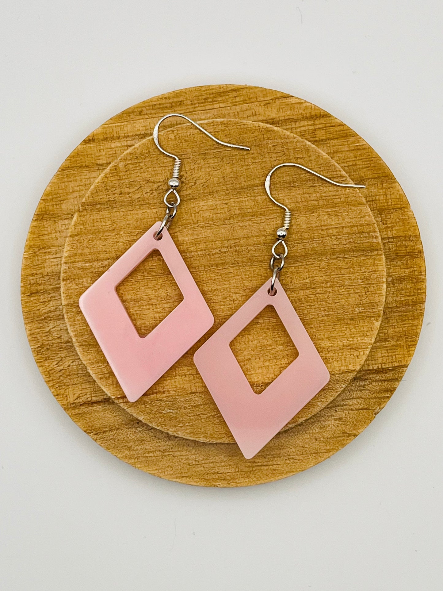 Pink Diamond Resin Earrings