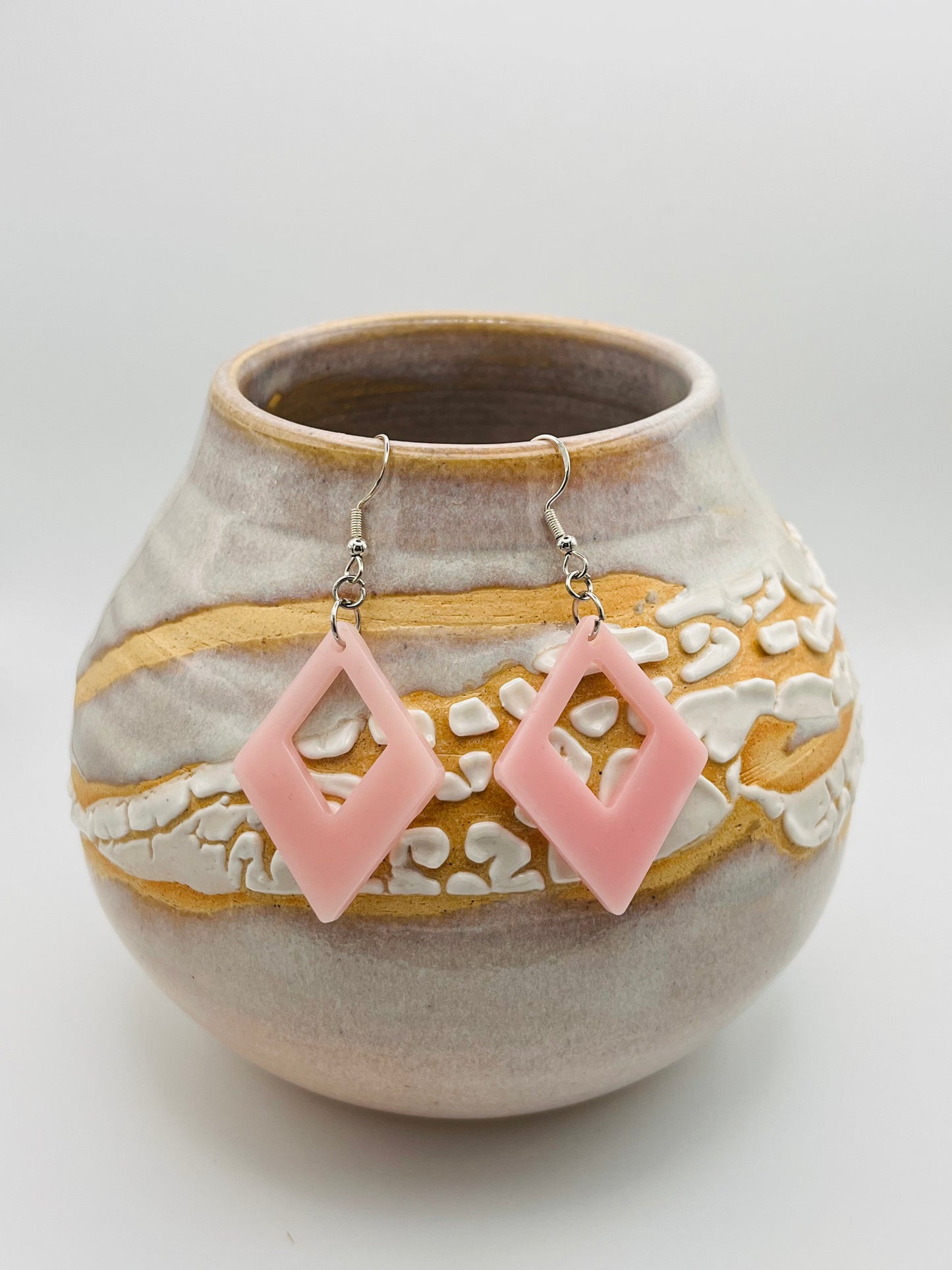 Pink Diamond Resin Earrings