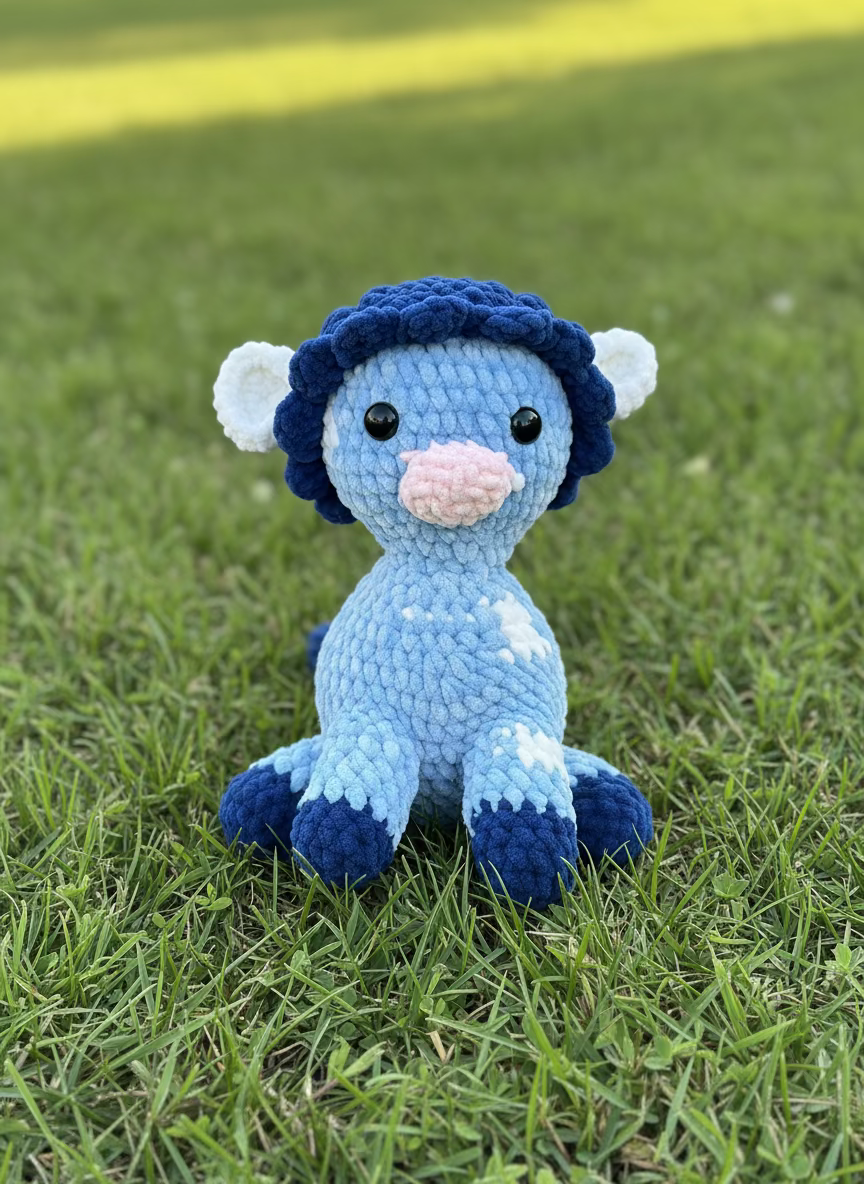 Crochet Plush Cow with Interchangeable Berry Hats