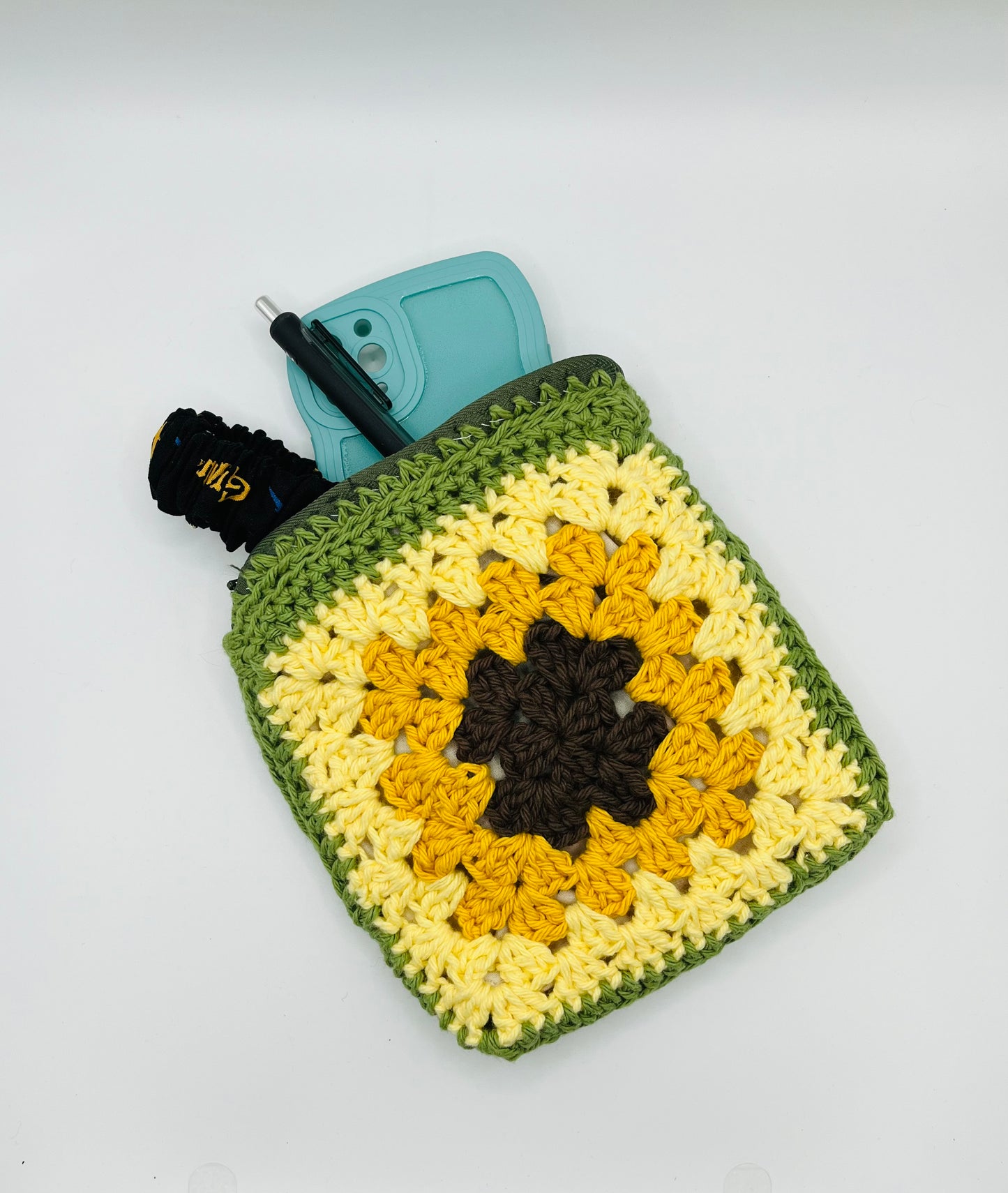 Sunflower Crochet Zipper Pouch