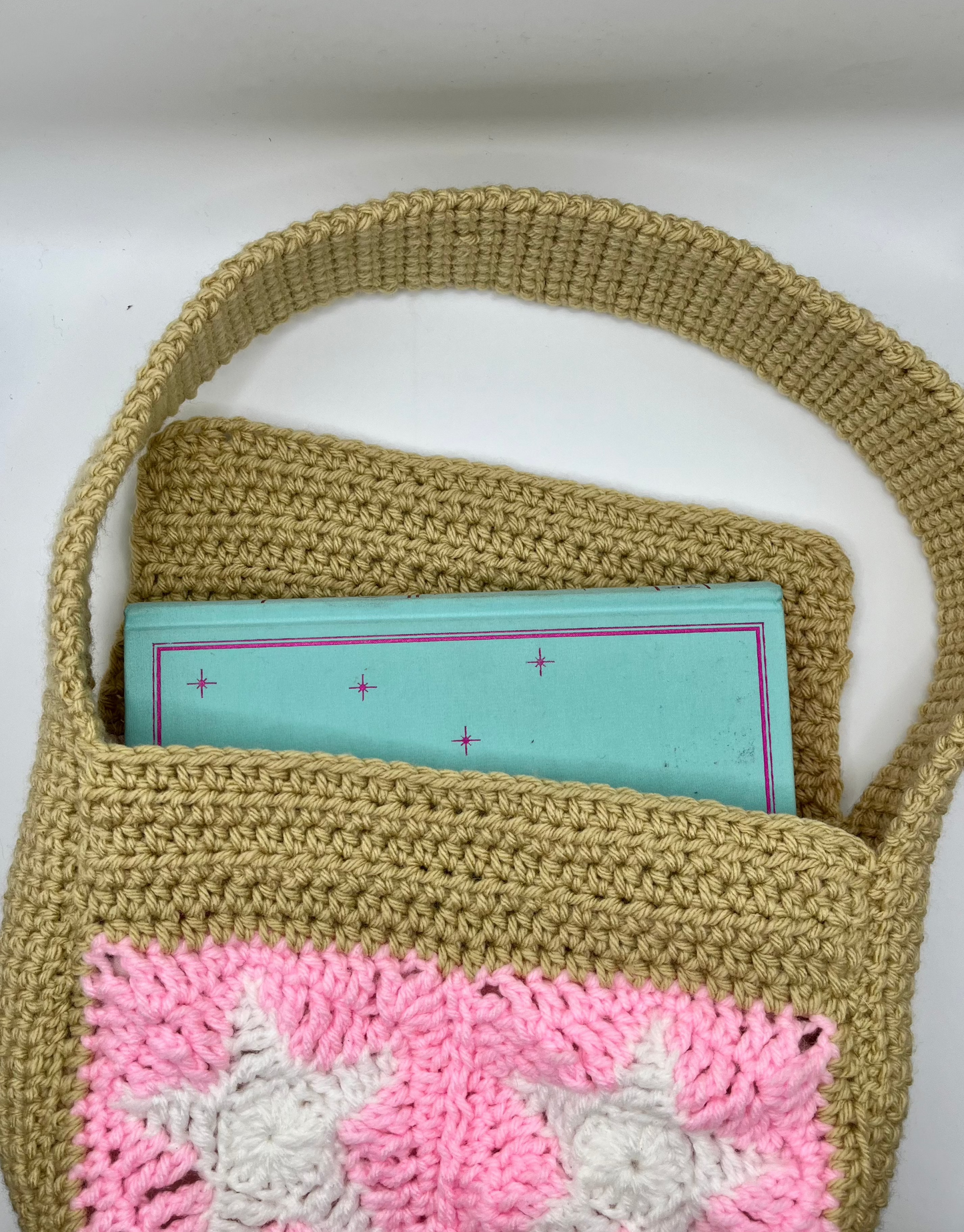 Crochet Messanger Light Pink Star Bag