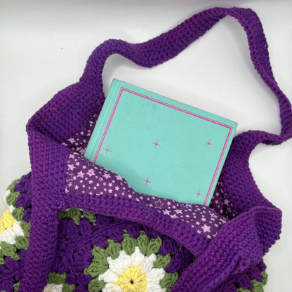🌼 Crochet purple daisy Tote Bag 🌼