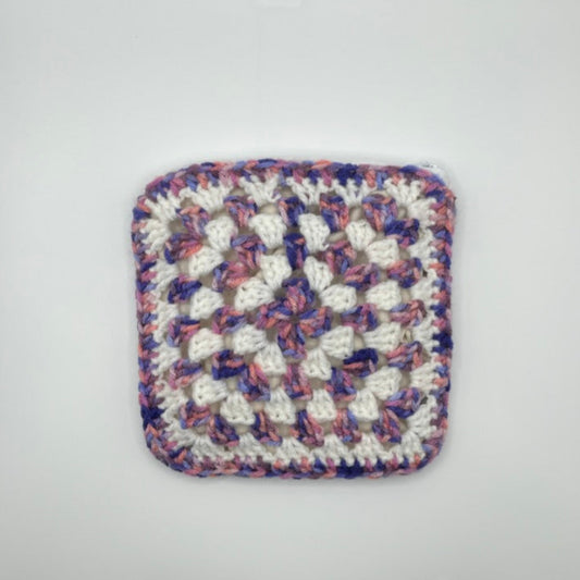 Crochet Purple & White Zipper Pouch