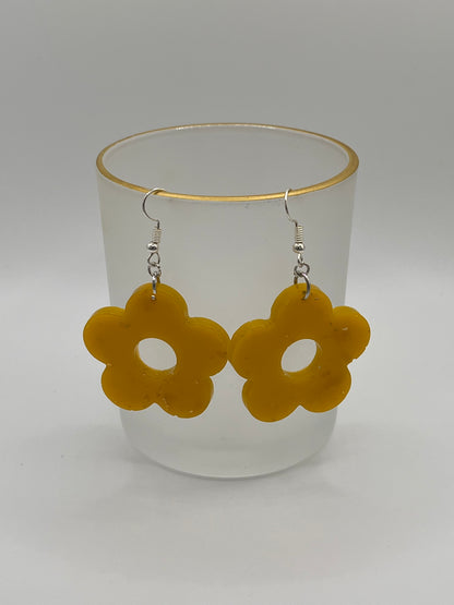 Yellow Flower Resin Earrings
