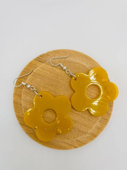 Yellow Flower Resin Earrings