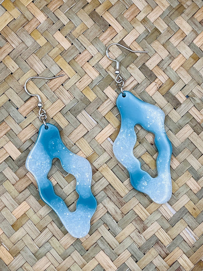 Blue and white Geo Rock Resin Earrings