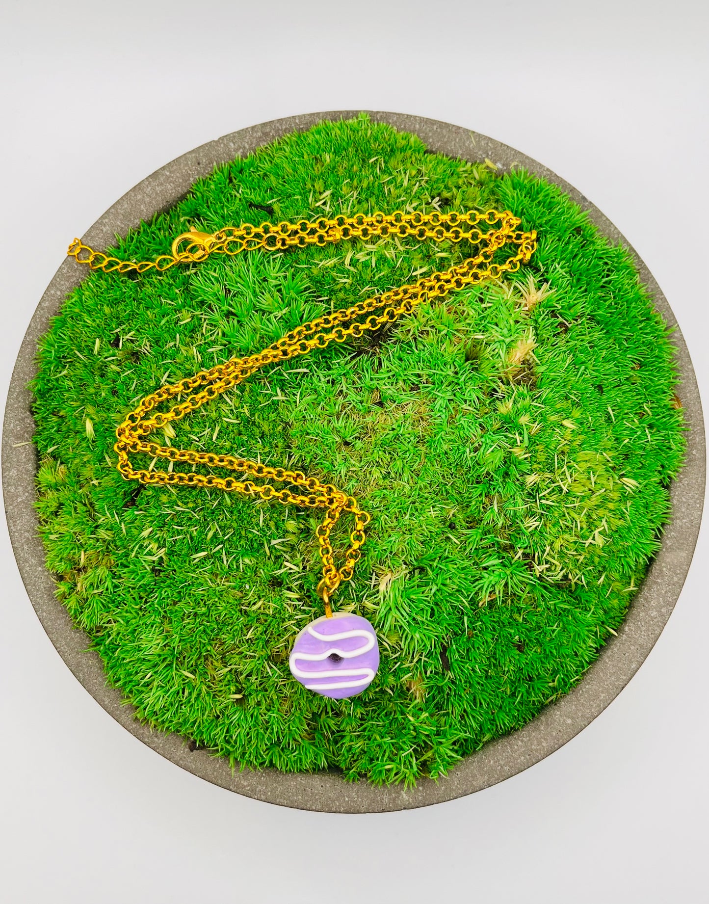 Purple Donut Clay Necklace