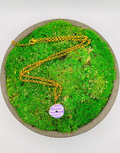 Purple Donut Clay Necklace