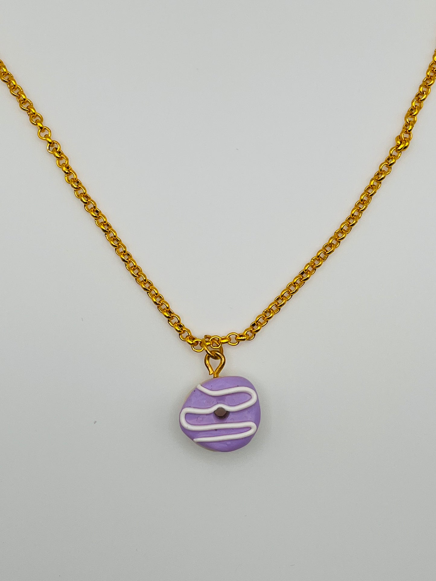 Purple Donut Clay Necklace