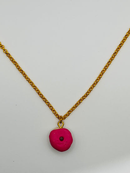 Pink Donut Clay Necklace