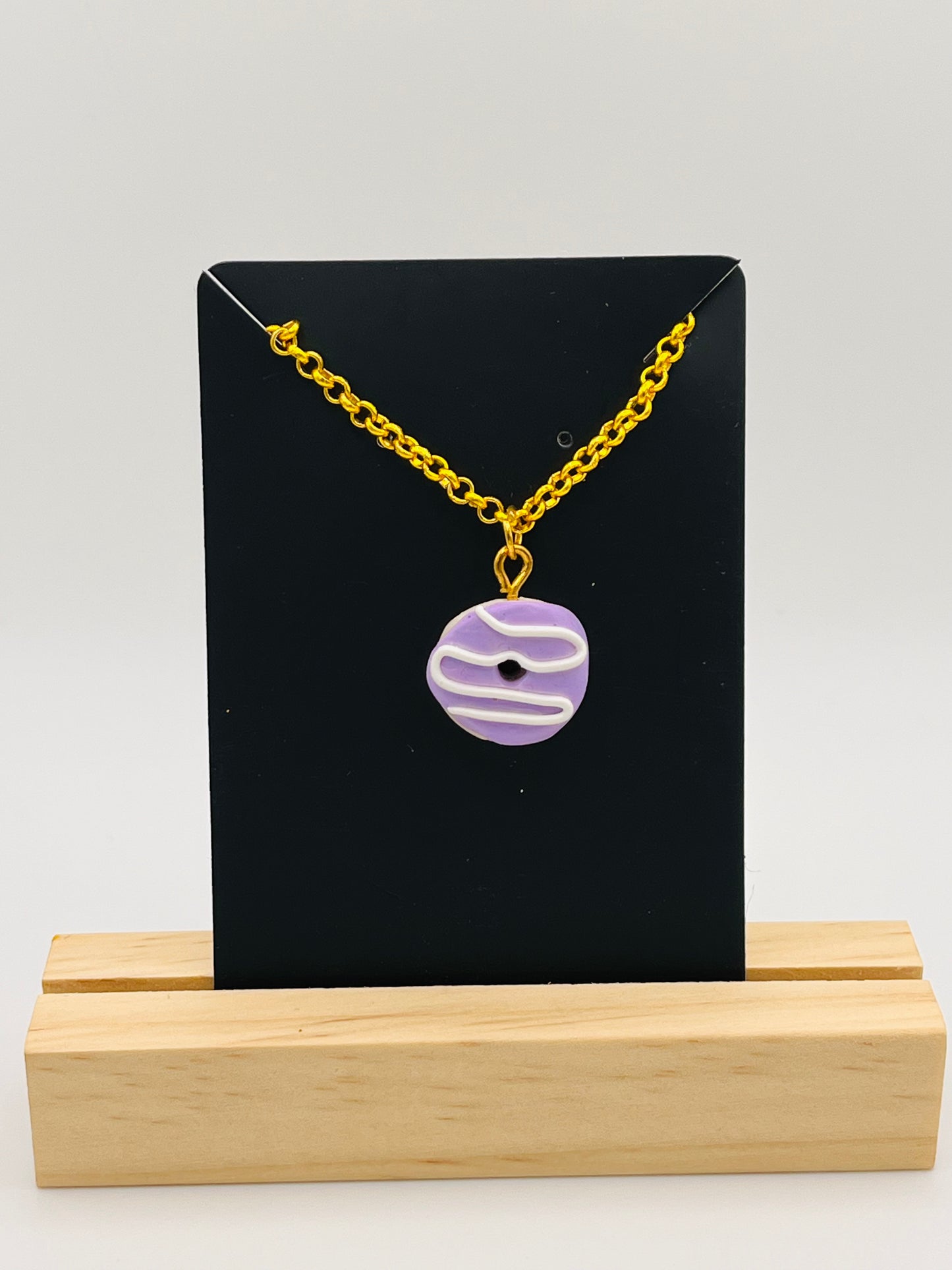 Purple Donut Clay Necklace