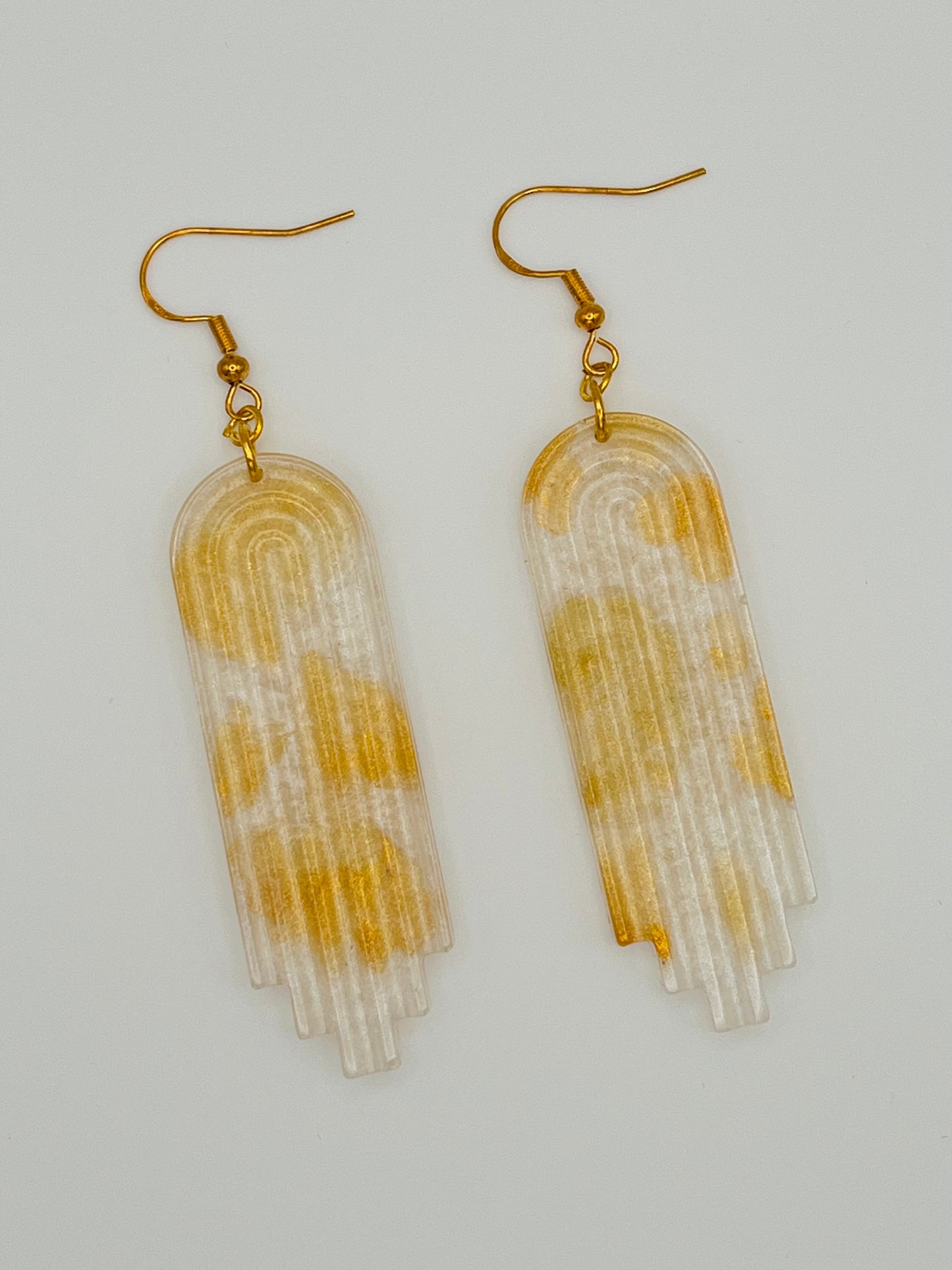 Gold Rainbow Shaped Resin Earrings