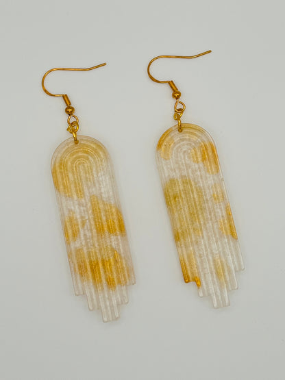 Gold Rainbow Shaped Resin Earrings