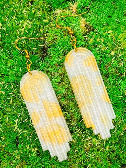 Gold Rainbow Shaped Resin Earrings