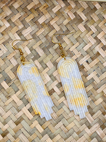 Gold Rainbow Shaped Resin Earrings