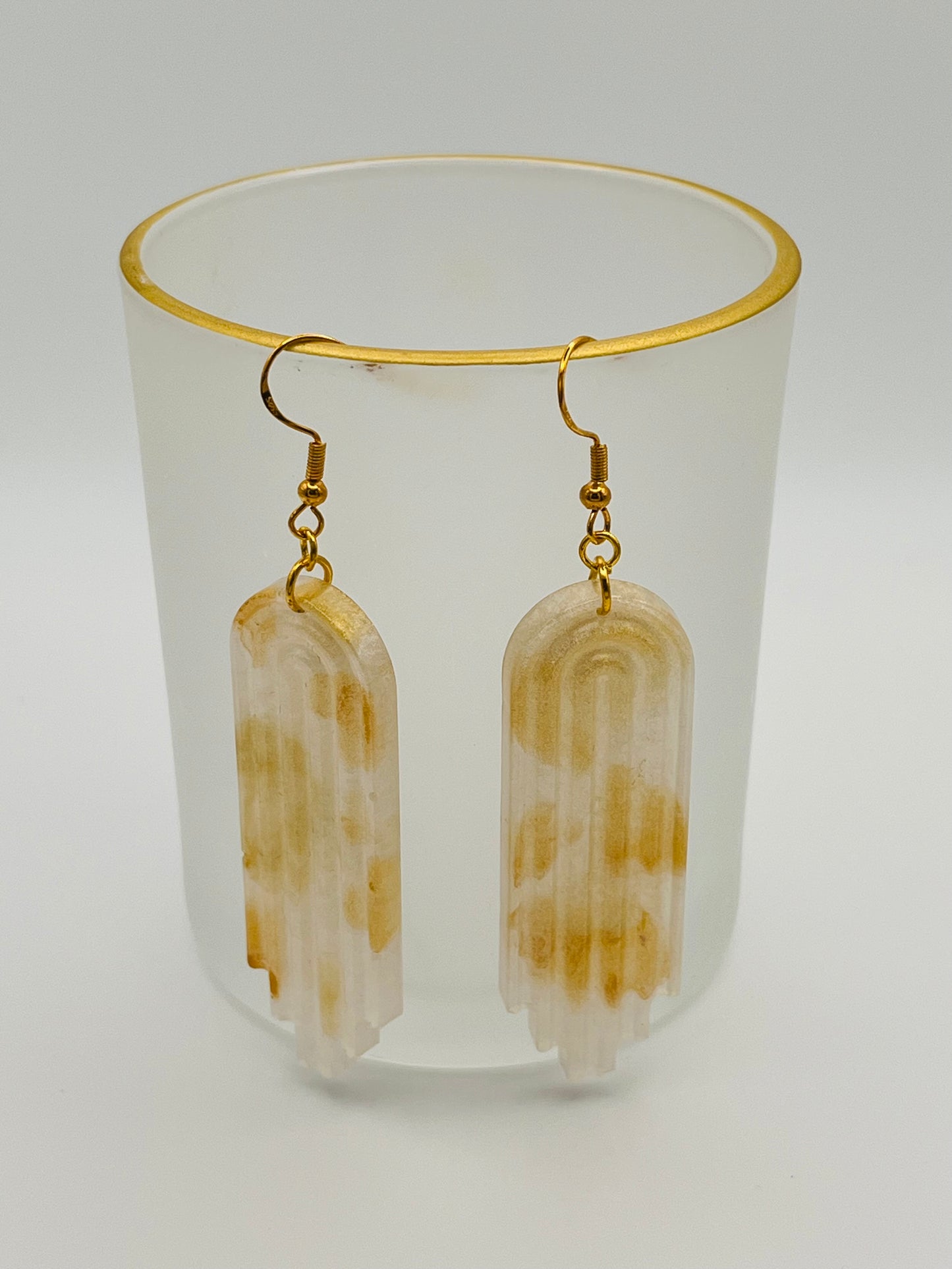 Gold Rainbow Shaped Resin Earrings