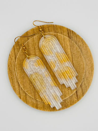 Gold Rainbow Shaped Resin Earrings