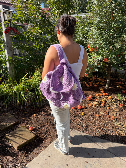 Crochet Light Purple Daisy Backpack