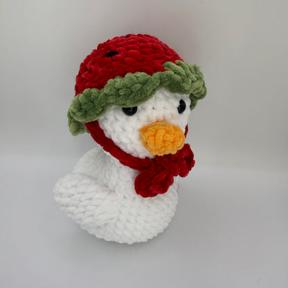 Crochet Duck with Interchangeable Fruit Themed Hats