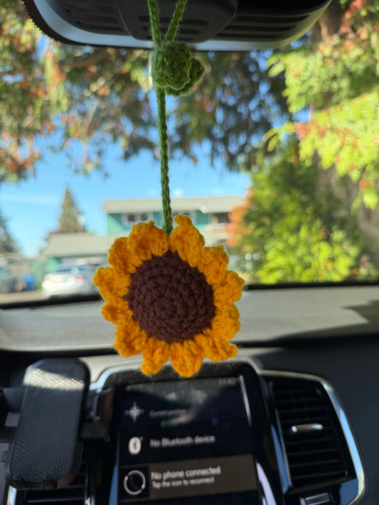 Crochet Sunflower car charm