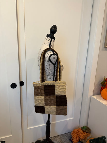 Crochet Brown & Tan Checkard